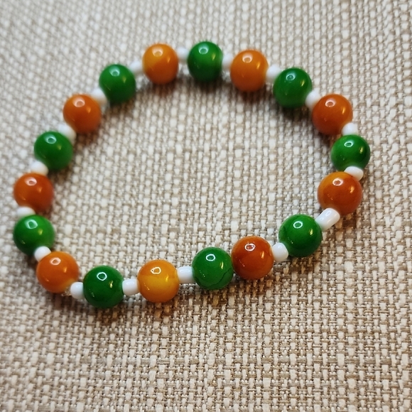 Hand Crafted Jewelry - Colorful green and orange  Bracelet